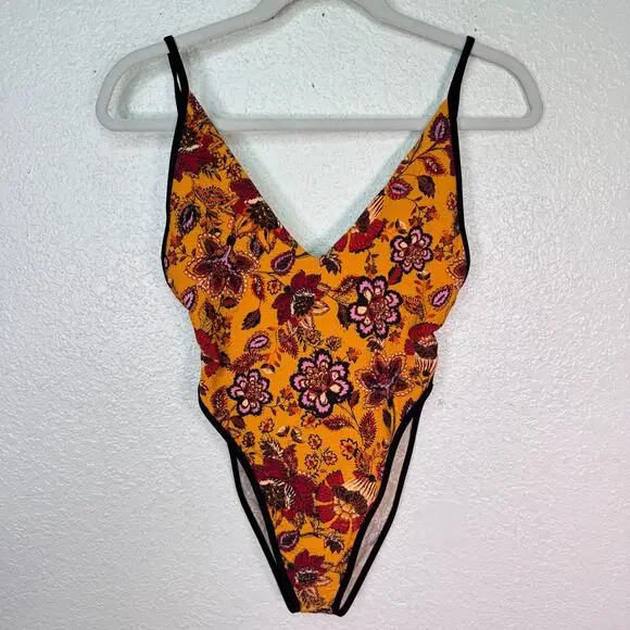 Free People Free Est Amber Swimsuit Women Small One Piece Floral Cheeky Swimwear - Picture 1 of 9